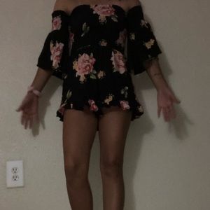 Black floral romper